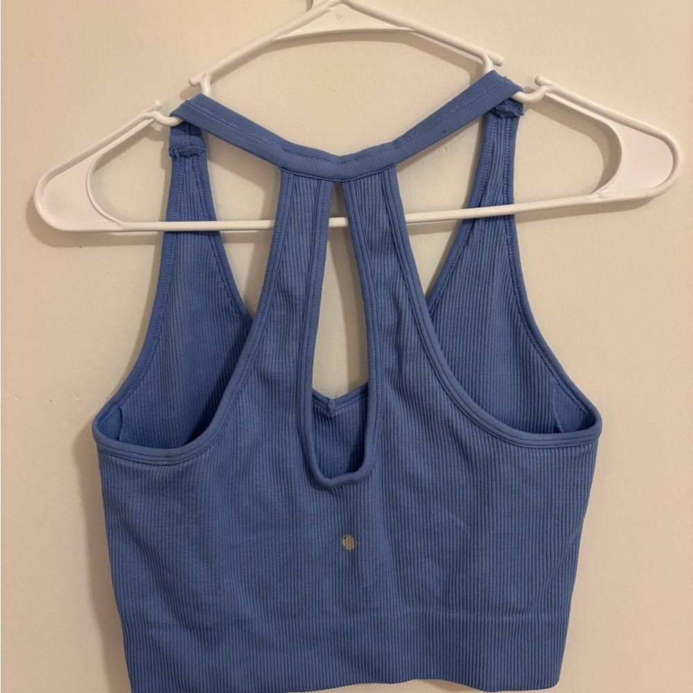 Blue Ribbed Crop Top - Picture 2 of 2